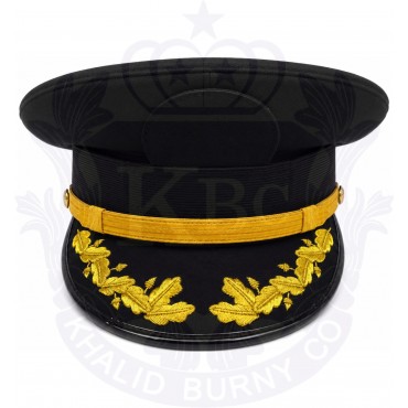 Black peaked cap fea...