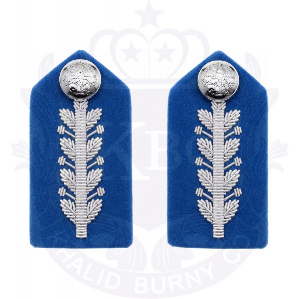 Uniform Gorget collar patches Silver Embroidery and Blue felt Background