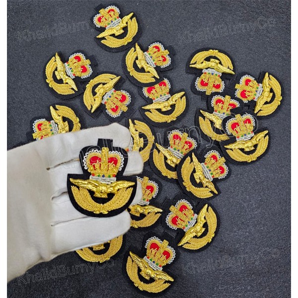 hand-embroidered Royal Air Force (RAF) officer's cap badge