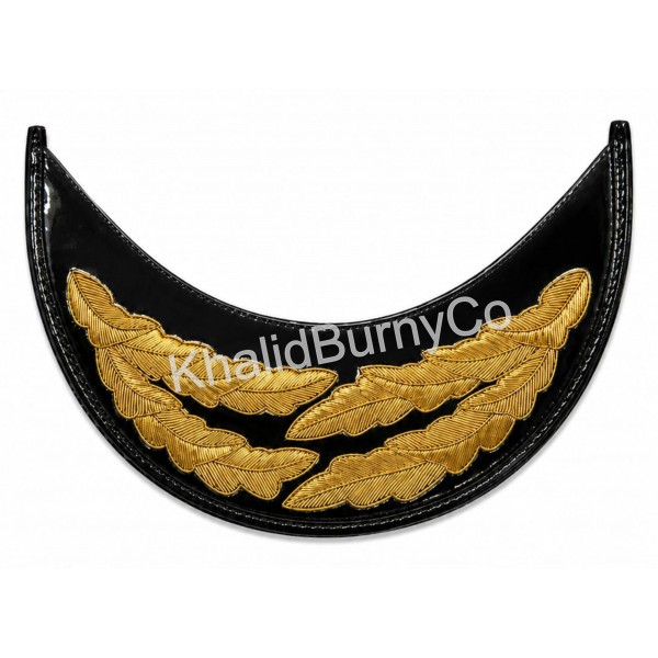 Visor Double Row Cap Peaked in Hand Embroidery Gold Bullion Wire